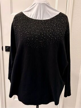 Black Sweater with Studded Yoke